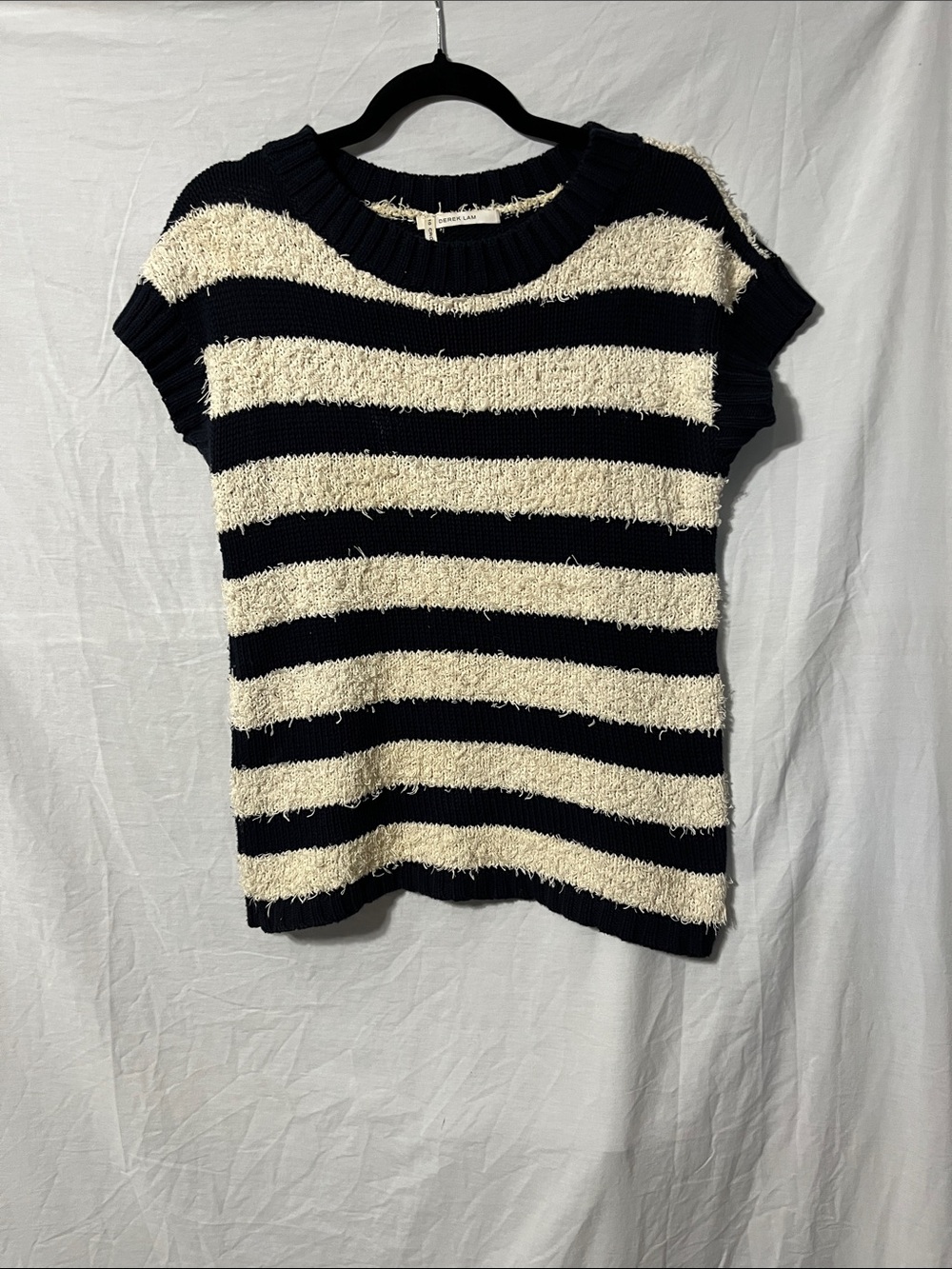 Derek Lam Navy and Cream Striped Knit Top